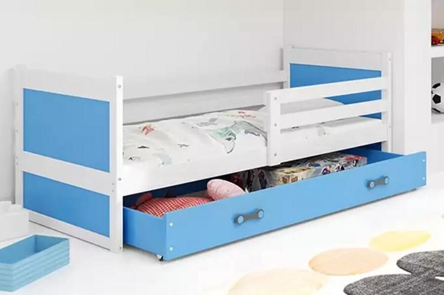 BMS Single Youth Bed 90x190 cm Wit Blauw