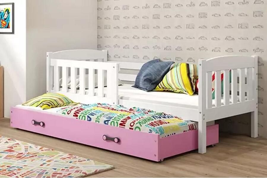 BMS Jeugdbed 90x200 cm Wit Pink