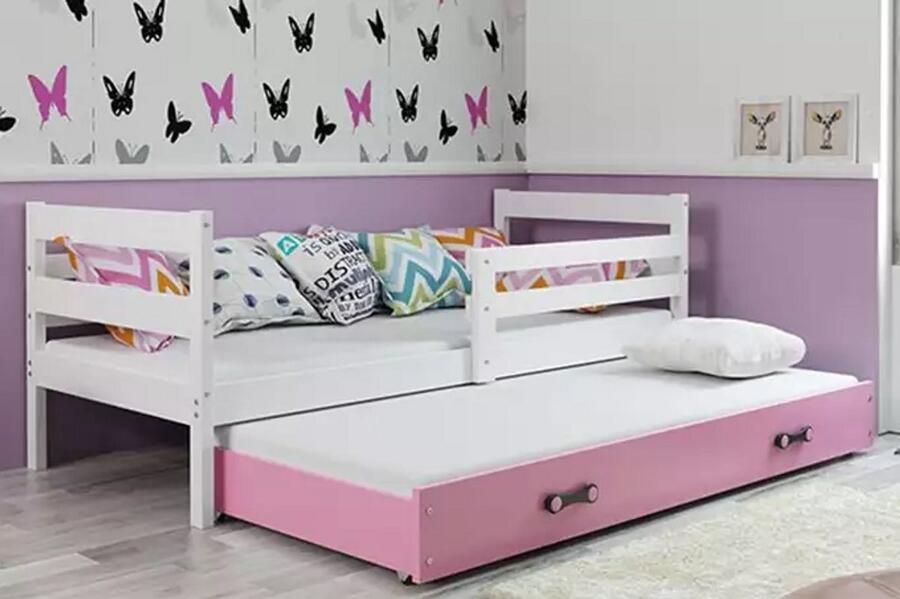 BMS ERYK Uitklapbaar Jeugdbed 80x190 Wit Roze