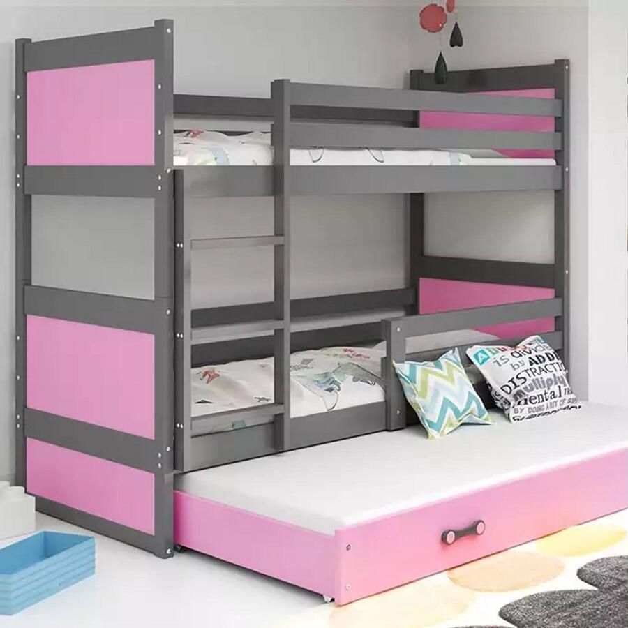 BMS RICO Jeugdbed 90x200 cm Graphiet & Roze