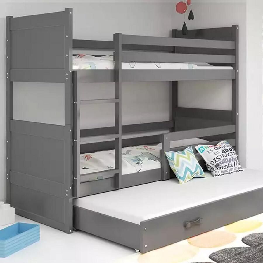 BMS Driepersoons Jeugd Bed 90x200 cm Met Lade Grafiet