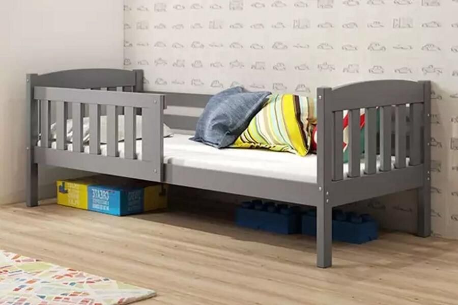 BMS KUBUŚ Single Youth Bed 90x190 cm Graphite Met Matras