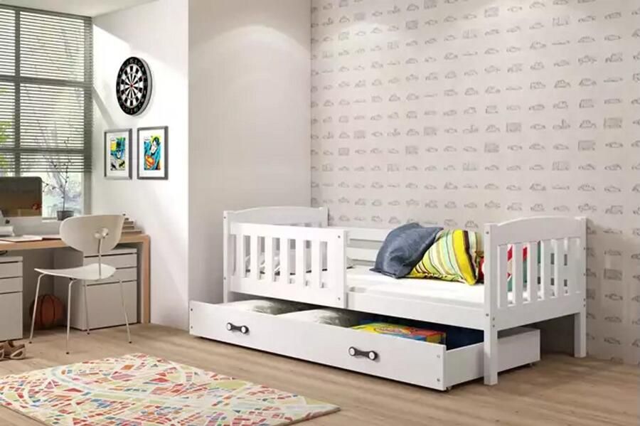 BMS Kinderbed 80x160 cm Wit Inclusief Matras en Lade