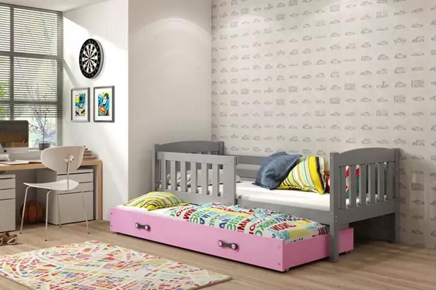 BMS Pull-out Kinderbed 80x160 cm Grafiet Roze