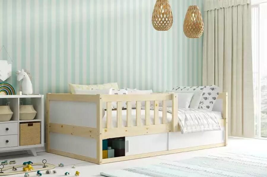 BMS Kinderbed SMART 2 80x160 cm Met Matras en Opslag Dennenhout