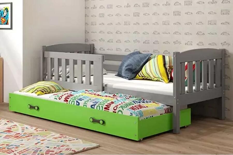 BMS Uitbreidbaar Jeugdbed KUBUŚ 90x200 Graphiet Groen