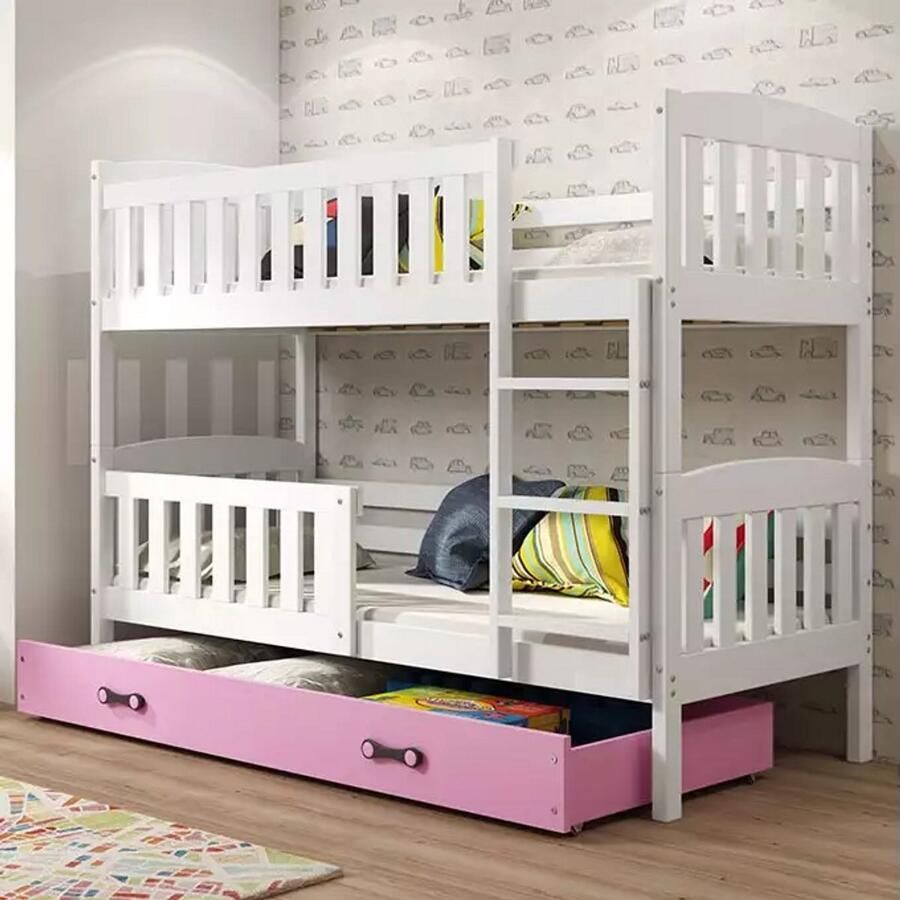 BMS KUBUŚ 90x200 Jeugdbed met Lade Wit Roze