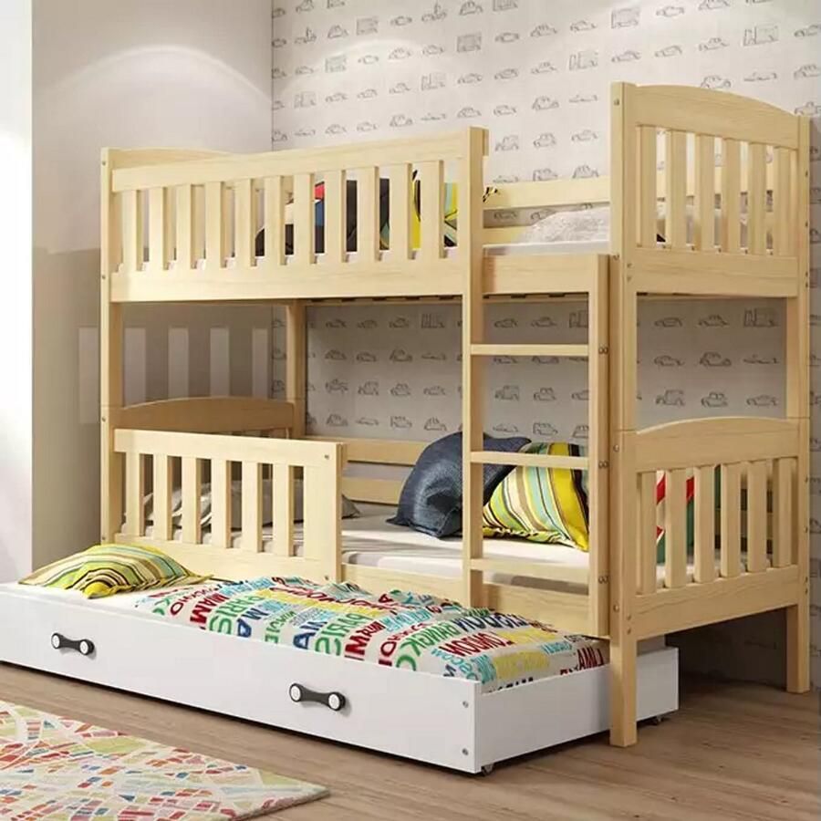 BMS KUBUŚ Drie-Persoons Jeugd Bed 90x200 cm Pine White