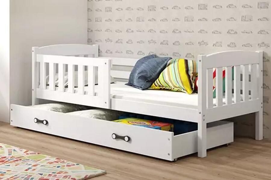 BMS KUBUŚ Eenpersoonsbed 90x200 cm Jeugd Wit