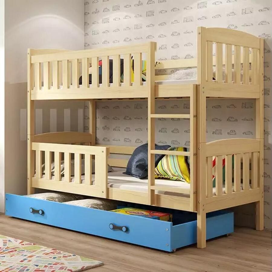 BMS KUBUŚ Jeugd Bunk Bed 90x200 cm Pine Blue