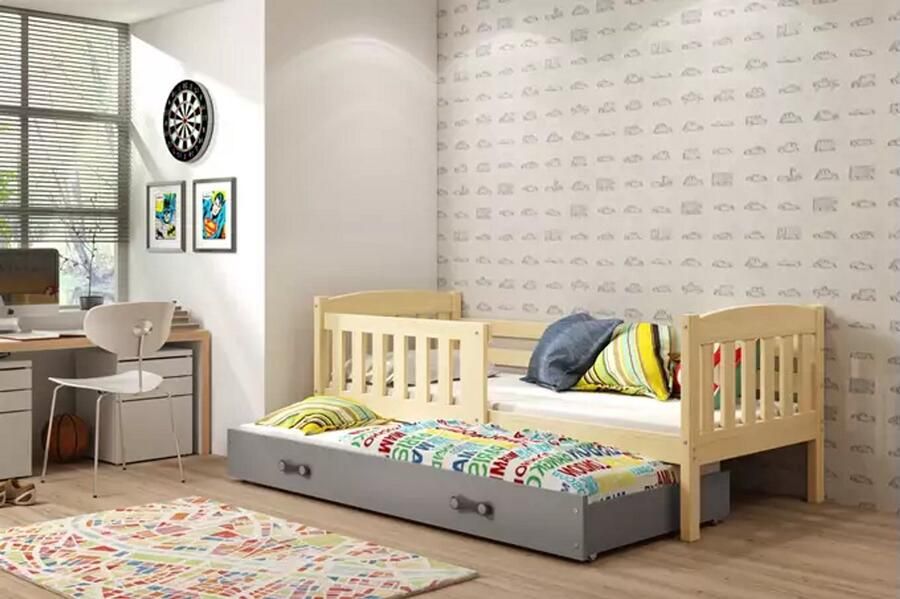 BMS KUBUŚ Kinderbed 80x160 cm Met Laatje Grenen Grafiet