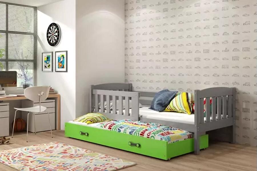 BMS KUBUŚ Kinderbed 80x160 Pull-out Graphiet Groen