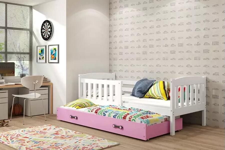 BMS KUBUŚ Pull-Out Kinderbed 80x160 cm Wit Pink
