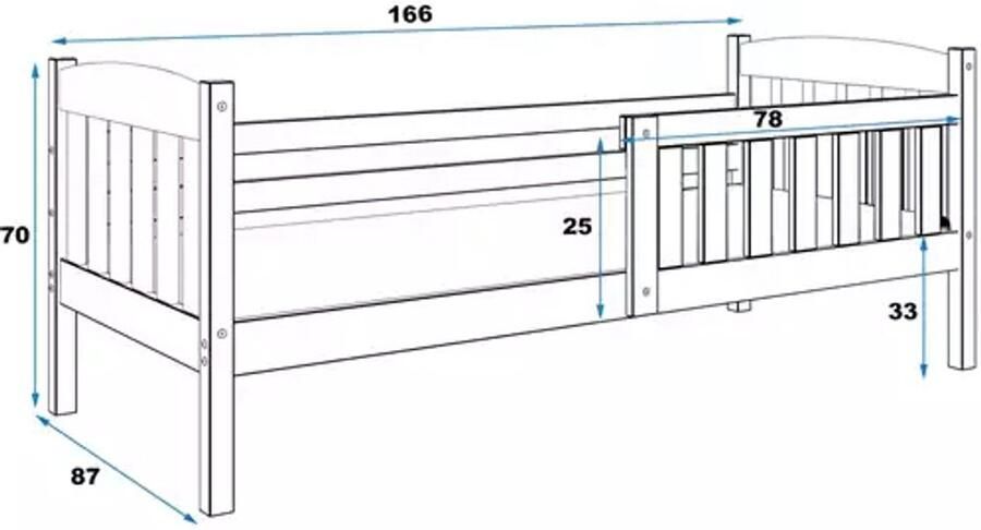 BMS KUBUŚ Single Bed 80x160 cm Wit Inclusief Matras