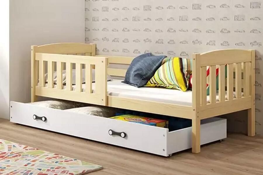 BMS KUBUŚ Single Youth Bed 90x190 cm Pine White