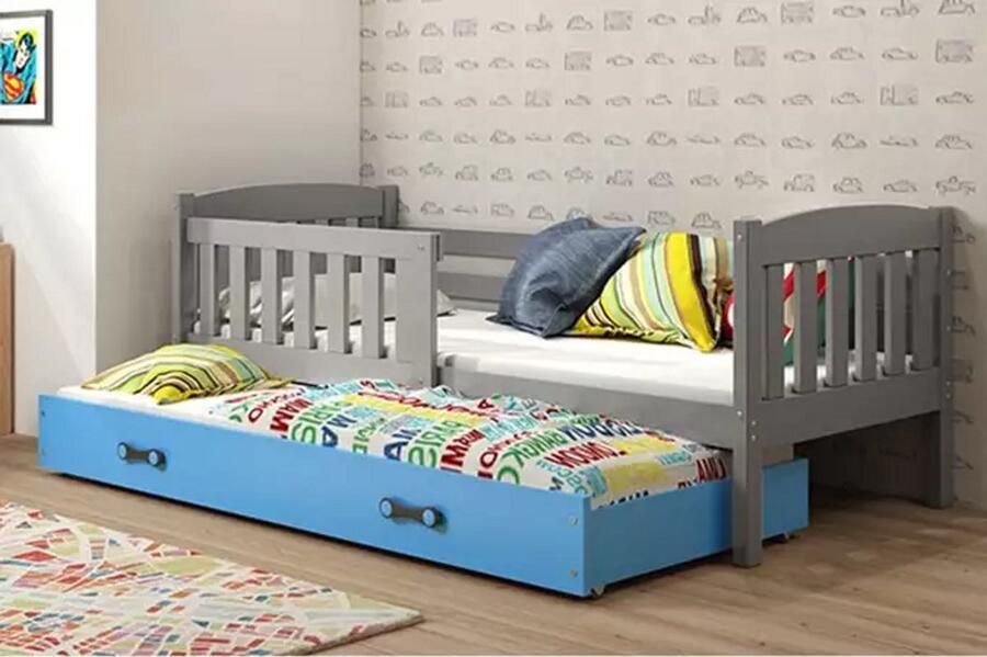 BMS KUBUŚ Extendable Jeugdbed 90x190 cm Grafiet Blauw