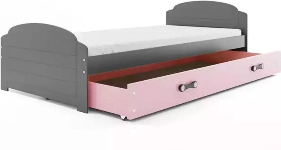 BMS LILI Bed 90x200 cm Jongeren Grafiet Roze