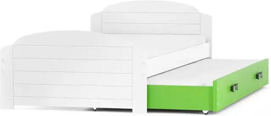 BMS LILI Extendable Youth Bed 90x200 met Matras en Lade Wit Groen