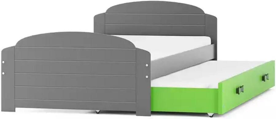 BMS LILI Pull-Out Jeugdbed 90x200 cm Grafiet met Groen