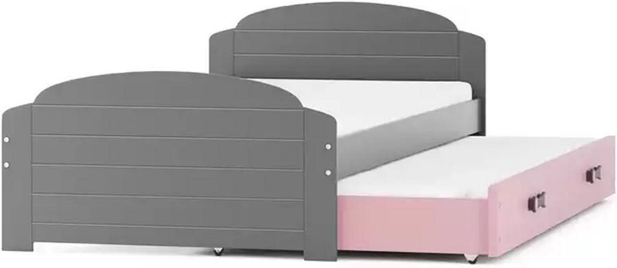 BMS LILI 90x200 Uitbreidbaar Jeugdbed met Laad Grafiet Pink