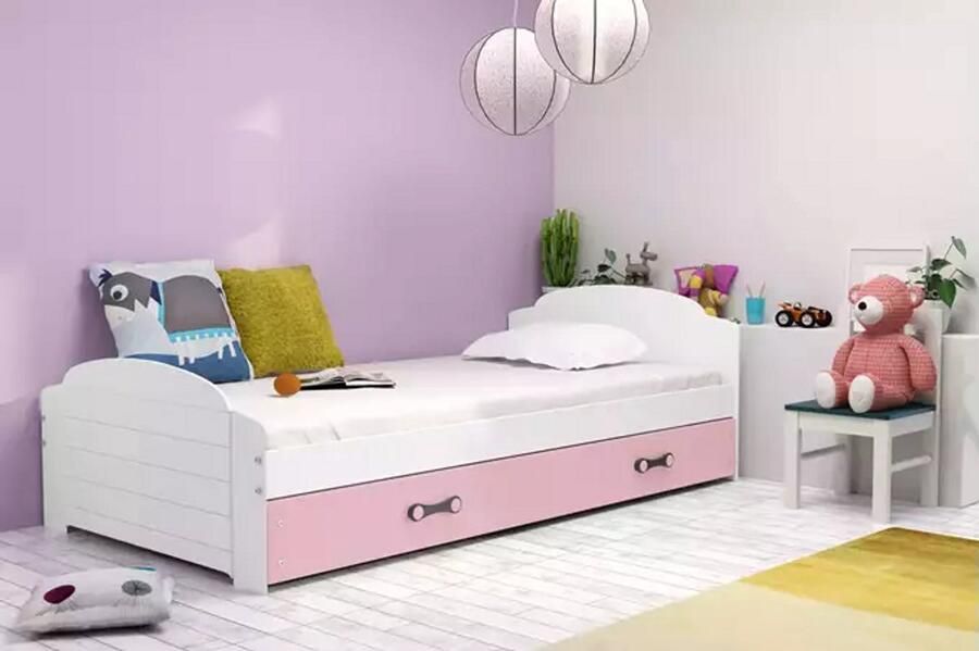 BMS LILI Single Youth Bed 90x200 cm White Pink