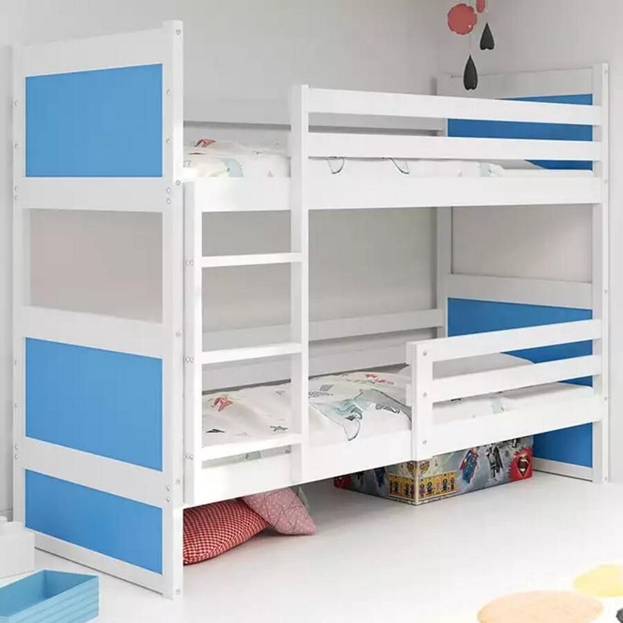 BMS Bunk Bed 90x190 cm Jeugd Wit en Blauw