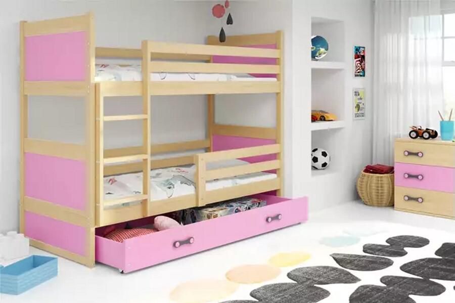 BMS Loft Bed 90x200 Jeugd Pine Pink