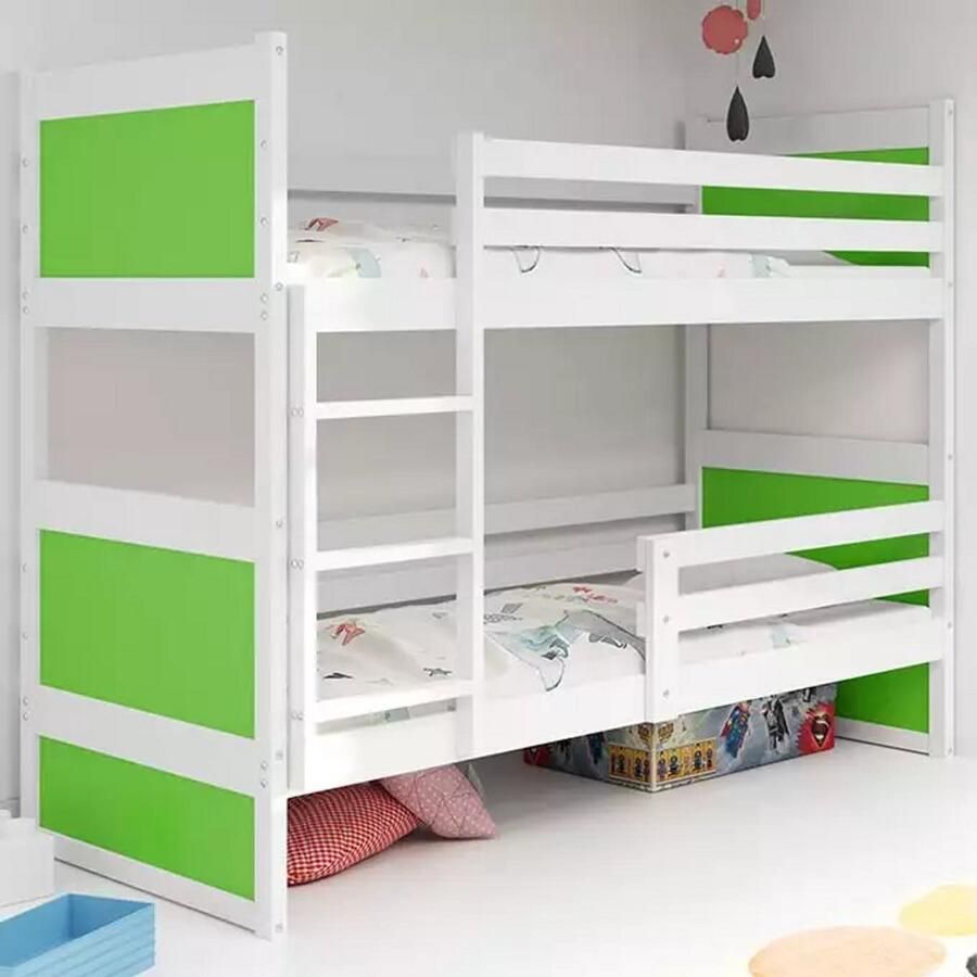 BMS Bunk Bed 90x190 cm Wit Groen