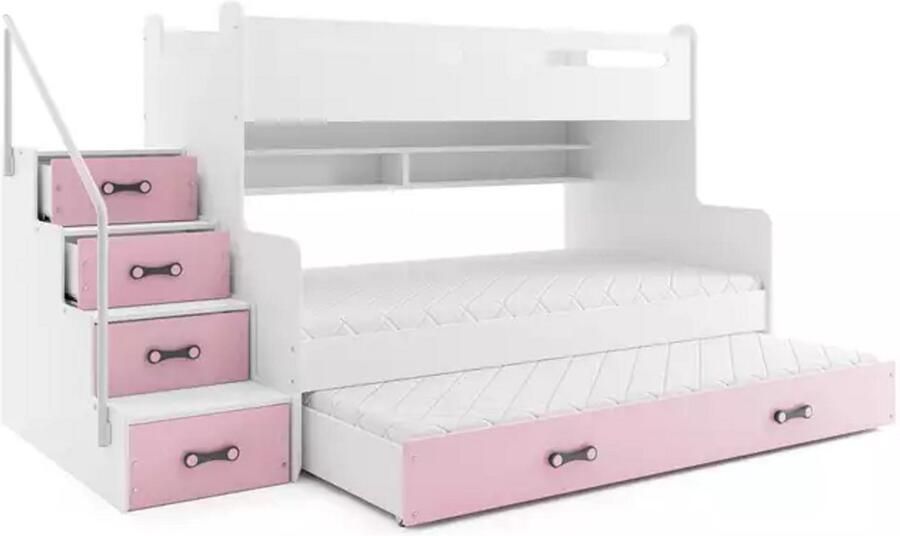 BMS Max 3 Triple Jeugdbed 120x200 cm Roze Met Lade