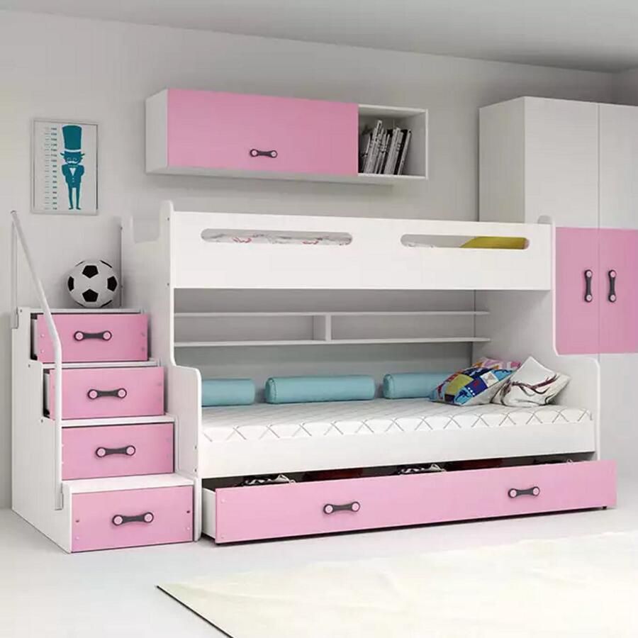 BMS MAX 3 Loft Bed 120x200 Jeugd Roze