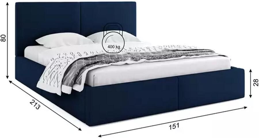 BMS Opgevoerde Bed 140x200 cm Blauw