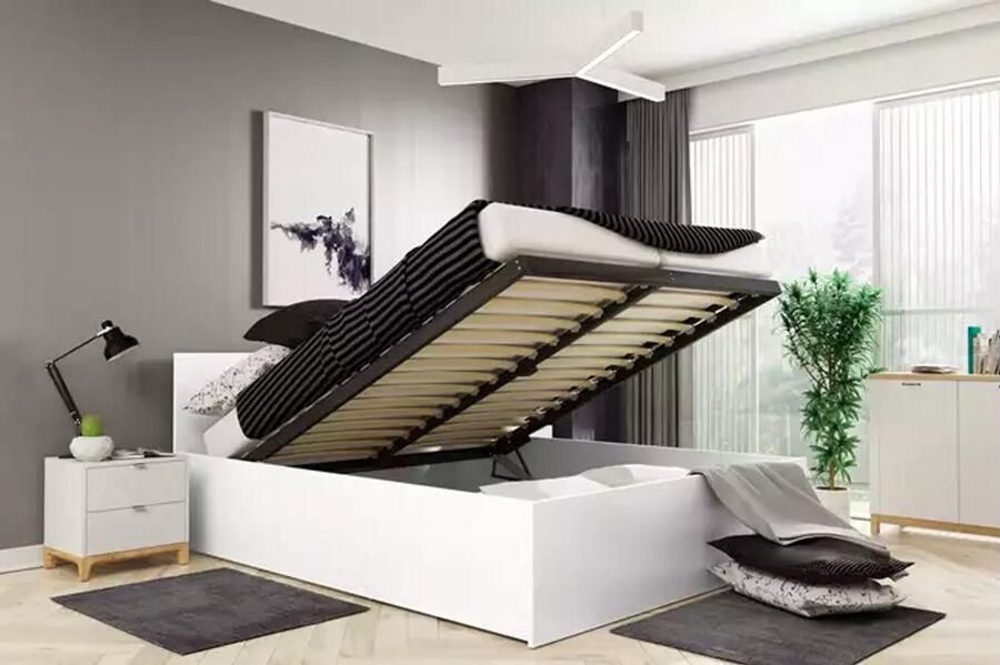 BMS Bed 160x200 Wit Met Opbergruimte en Matras