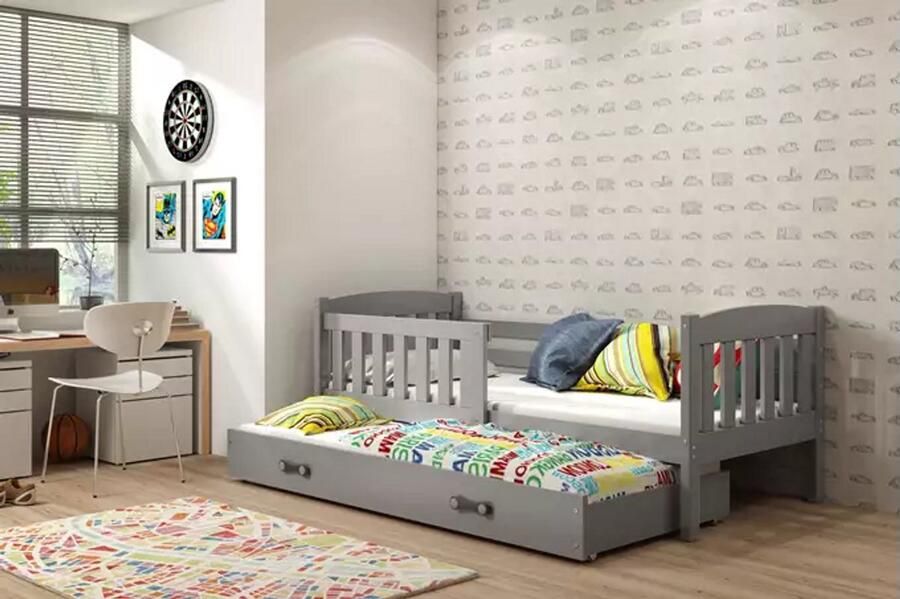 BMS Kinderbed 80x160 Graphiet Met Uittreklaar Lade