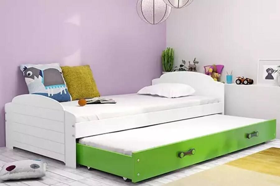 BMS Pull-Out Jeugdbed 90x200 cm Wit Groen