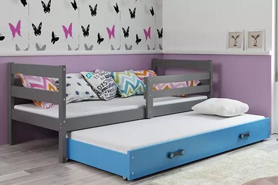 BMS ERYK Youth Pull-Out Bed 80x190 met Matras en Lade Grafiet Blauw