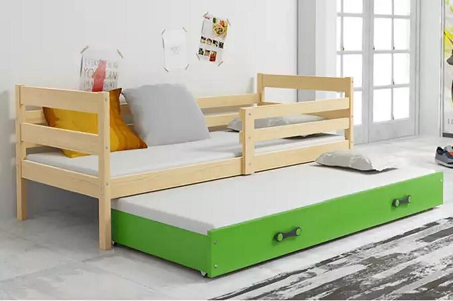 BMS Jeugdbed 90x200 cm Groen en Hout Met Matras en La