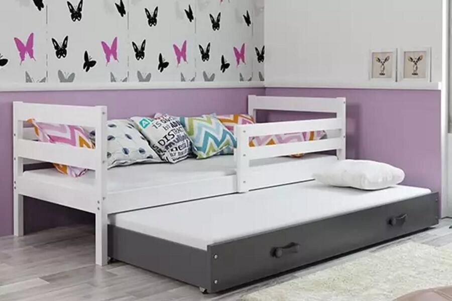 BMS ERYK Uitklapbed 80x190 cm Jeugd Wit Grafiet