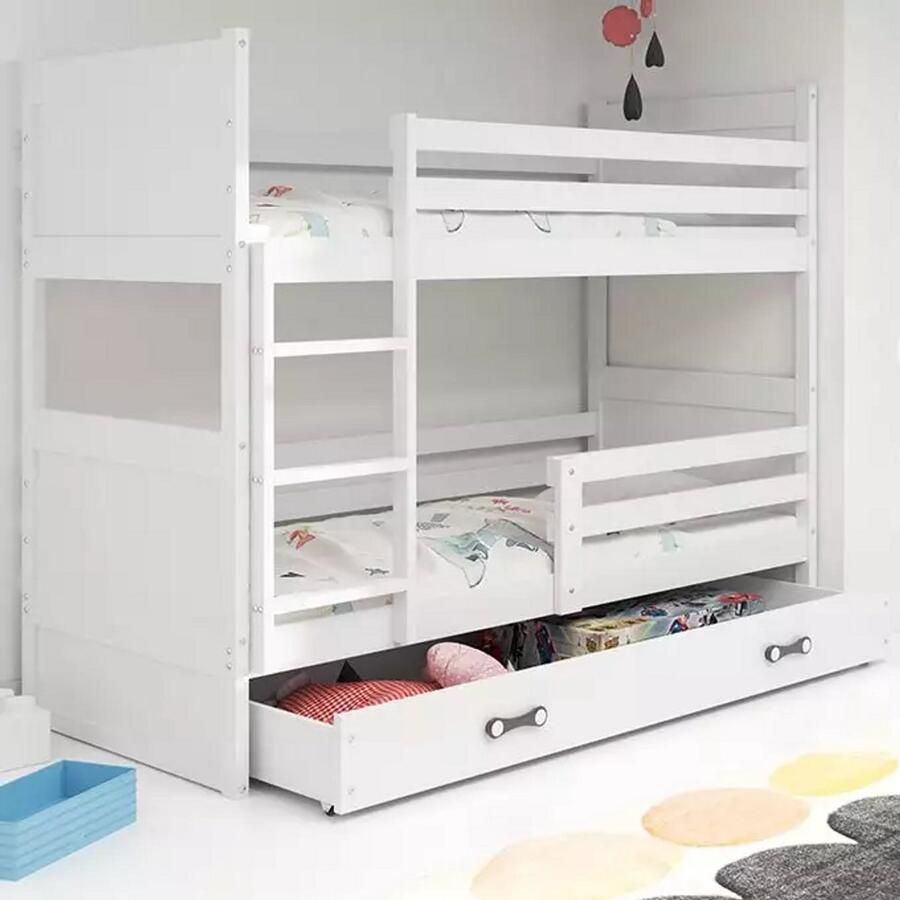 BMS Jeugd Bunk Bed 90x190 cm Wit Inclusief Matras en Lade