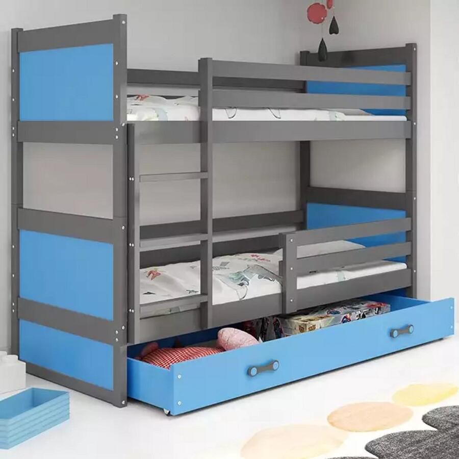 BMS Bunk Bed 90x190 cm Jeugd Graphiet Blauw