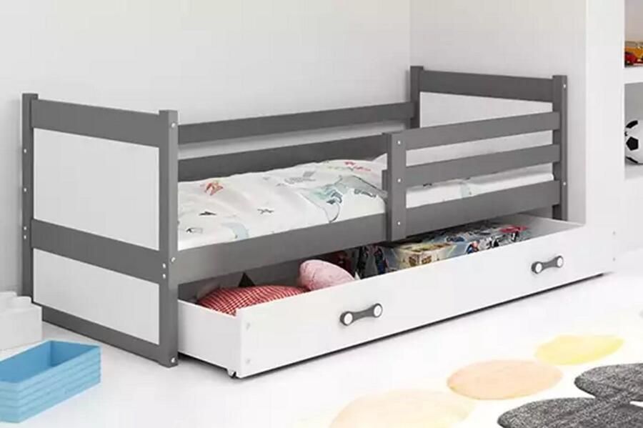 BMS RICO Eenpersoonsbed 90x200 cm Jongens Grafiet Wit