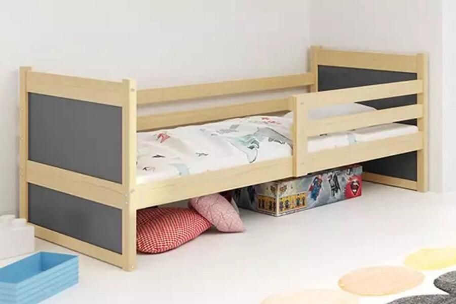 BMS Single Bed 80x190 cm Jongeren Grijs Pine