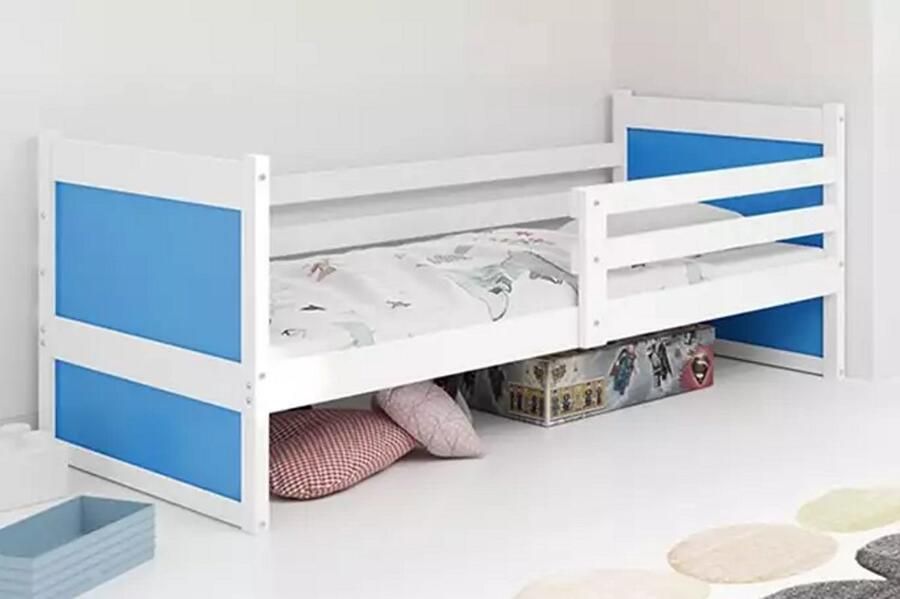 BMS RICO Eenpersoonsbed 90x200 cm Jongeren Wit met Blauw