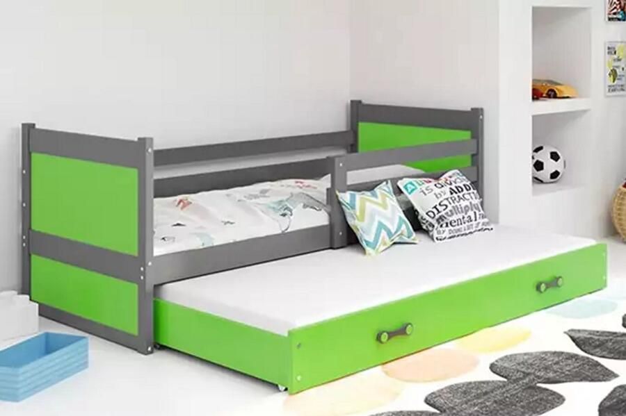 BMS RICO Jeugdbed 90x200 cm Grafiet met Groen