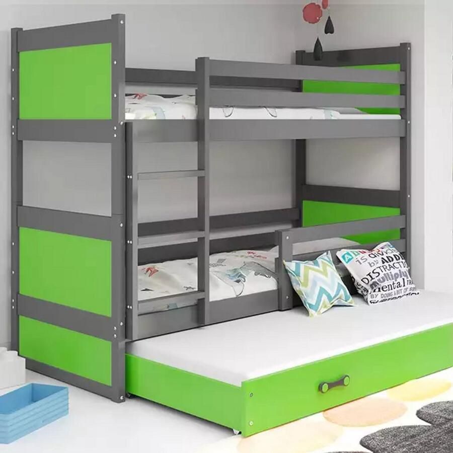 BMS RICO Driehoekig Jeugdbed 90x200 cm Graphiet Groen