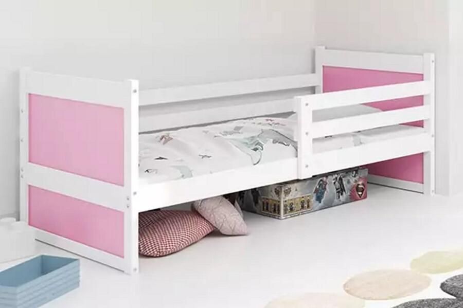 BMS Single Bed 90x190 cm Jeugd Wit met Roze