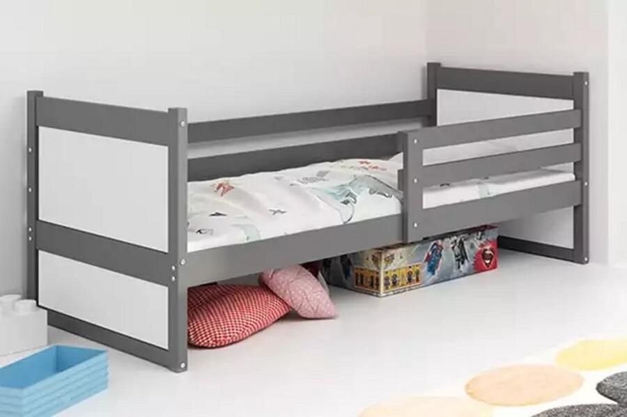 BMS Single Bed 90x200 cm Jongeren Graphiet Wit