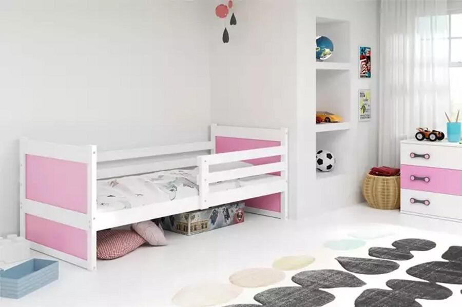 BMS Single Youth Bed 90x190 cm Wit Roze