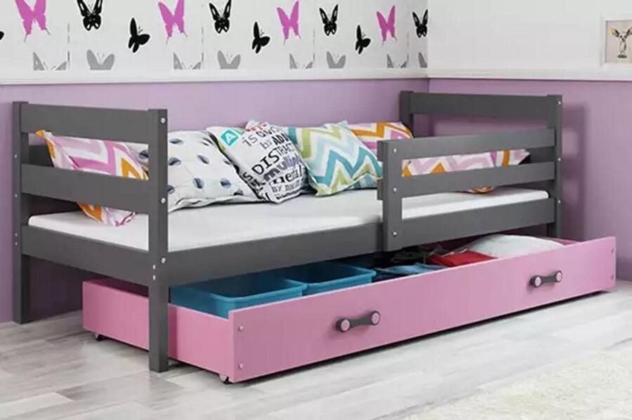 BMS Single Youth Bed ERYK 80X190 Graphite & Pink