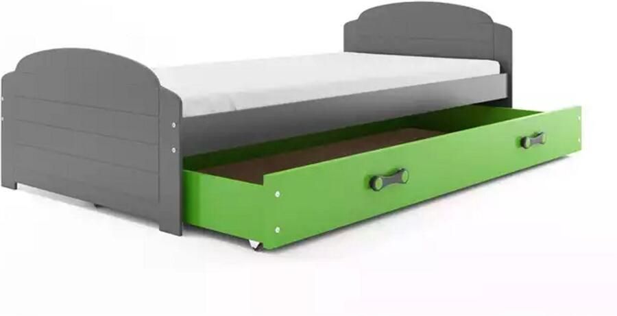 BMS Single Youth Bed LILI 90x200 cm Graphiet Groen