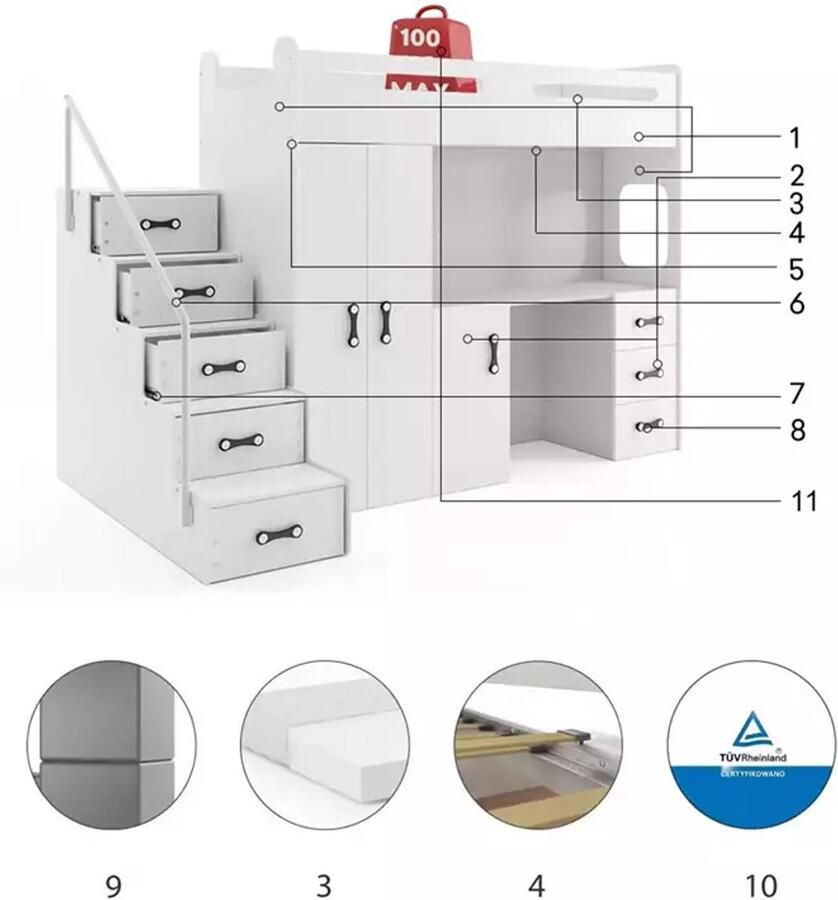 BMS Single Youth Bed MAX 4 80X200 Wit